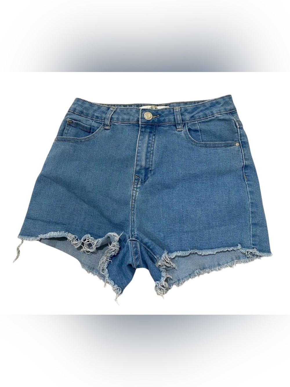 Classic High-Rise Blue Denim Cutoff Shorts Junior Size Large, Women XS